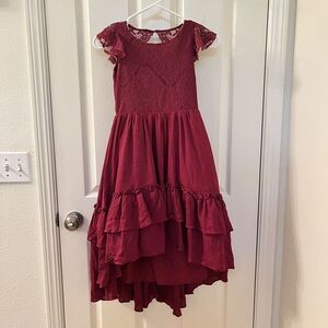 Joyfolie Mia Joy Lacy Petticoat Dress in Burgundy Girls Size 7
